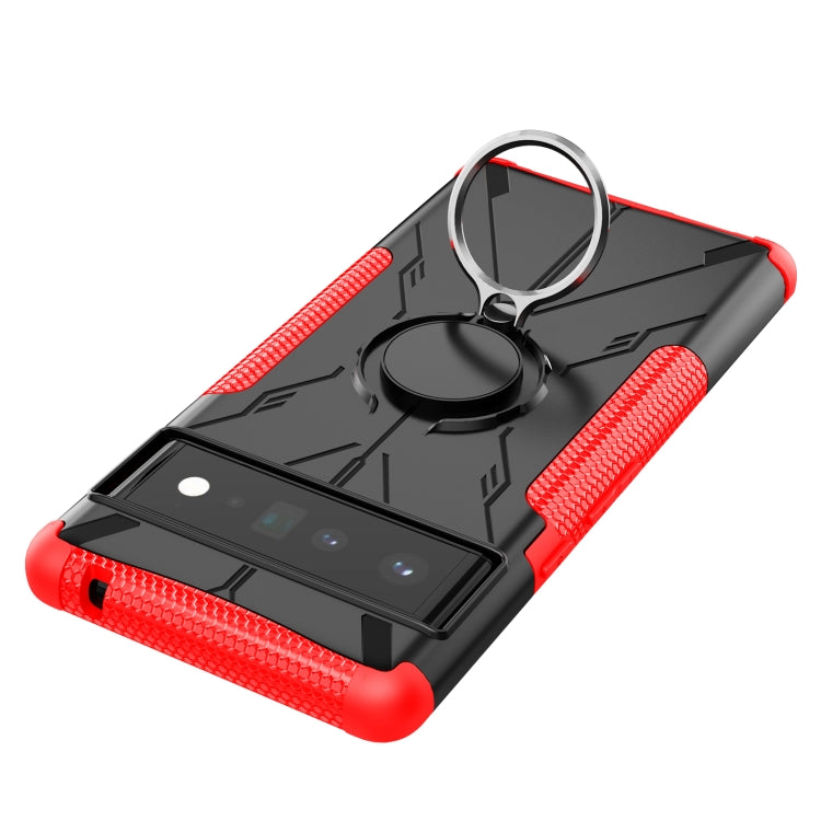 For Google Pixel 6 Pro Armor Bear Shockproof PC + TPU Phone Case with Ring Holder