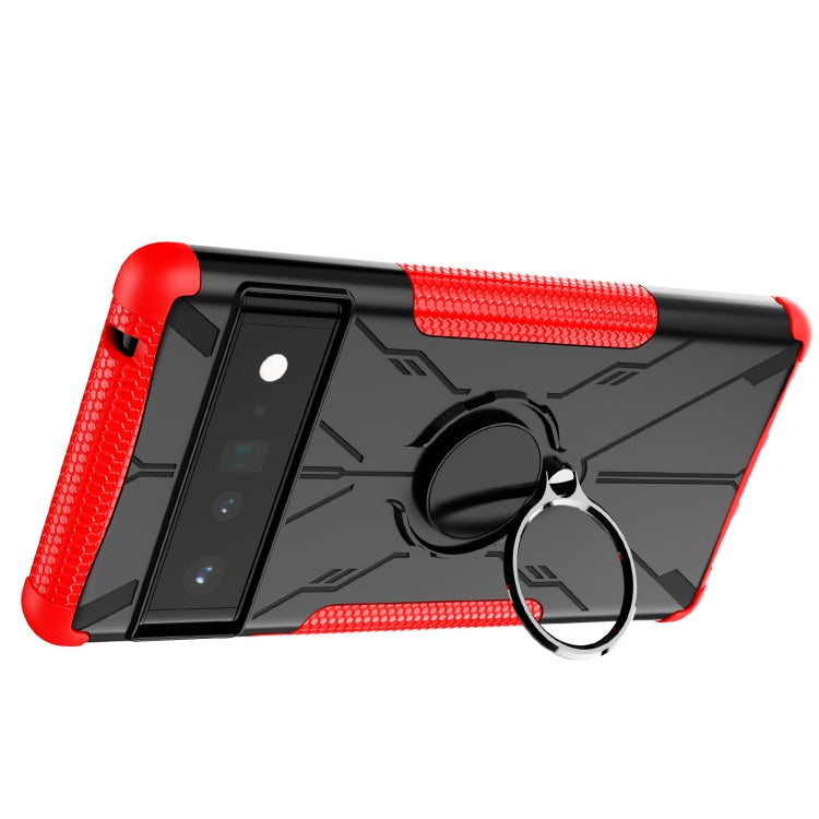 For Google Pixel 6 Pro Armor Bear Shockproof PC + TPU Phone Case with Ring Holder