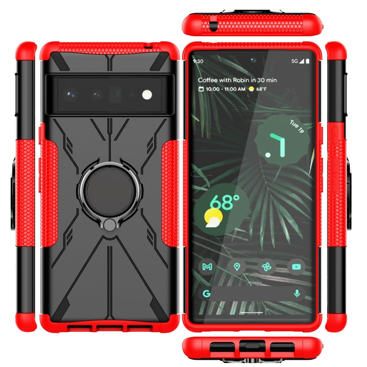 For Google Pixel 6 Pro Armor Bear Shockproof PC + TPU Phone Case with Ring Holder