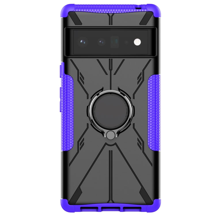 For Google Pixel 6 Pro Armor Bear Shockproof PC + TPU Phone Case with Ring Holder