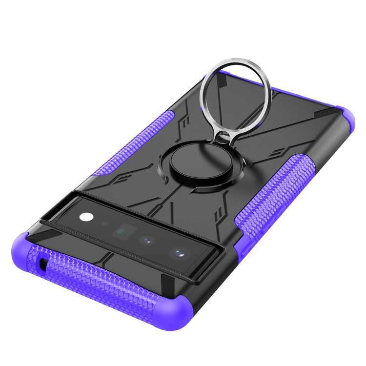 For Google Pixel 6 Pro Armor Bear Shockproof PC + TPU Phone Case with Ring Holder