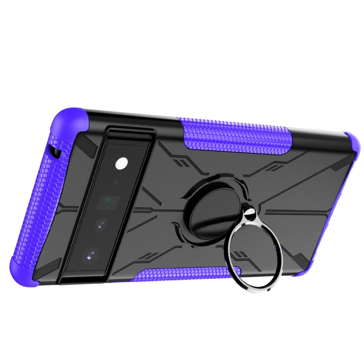 For Google Pixel 6 Pro Armor Bear Shockproof PC + TPU Phone Case with Ring Holder