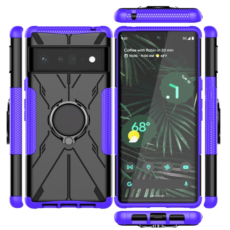 For Google Pixel 6 Pro Armor Bear Shockproof PC + TPU Phone Case with Ring Holder