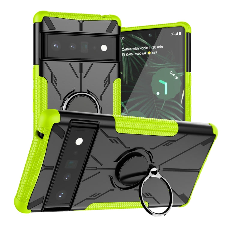 For Google Pixel 6 Pro Armor Bear Shockproof PC + TPU Phone Case with Ring Holder