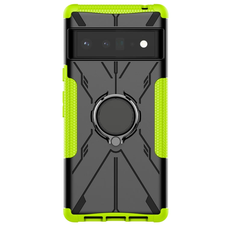 For Google Pixel 6 Pro Armor Bear Shockproof PC + TPU Phone Case with Ring Holder