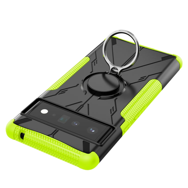 For Google Pixel 6 Pro Armor Bear Shockproof PC + TPU Phone Case with Ring Holder