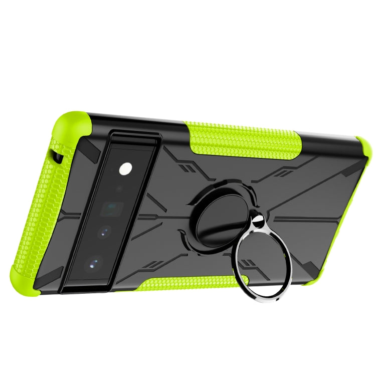 For Google Pixel 6 Pro Armor Bear Shockproof PC + TPU Phone Case with Ring Holder