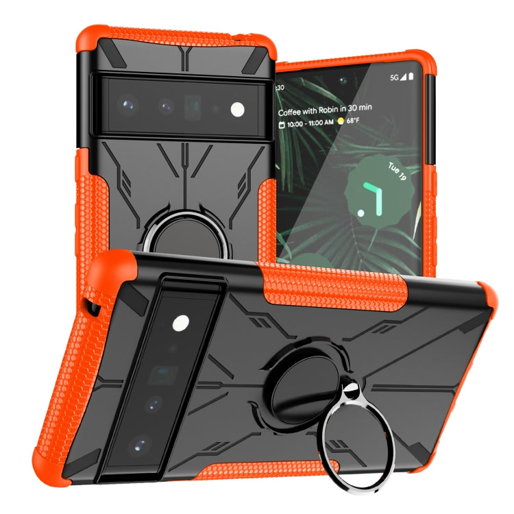 For Google Pixel 6 Pro Armor Bear Shockproof PC + TPU Phone Case with Ring Holder