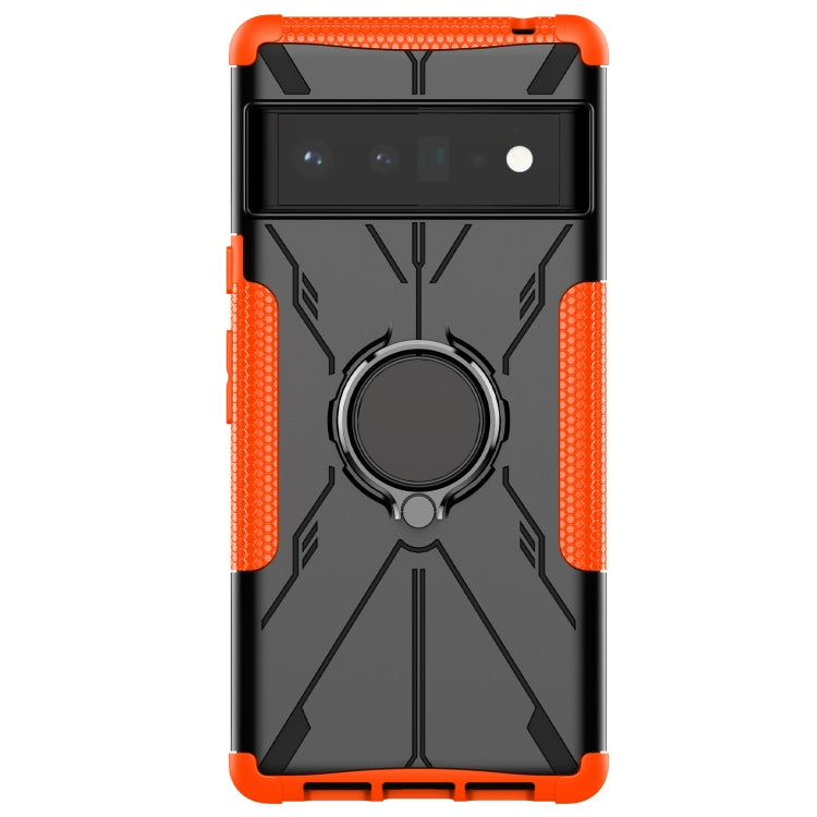For Google Pixel 6 Pro Armor Bear Shockproof PC + TPU Phone Case with Ring Holder