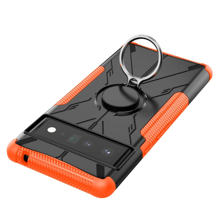 For Google Pixel 6 Pro Armor Bear Shockproof PC + TPU Phone Case with Ring Holder