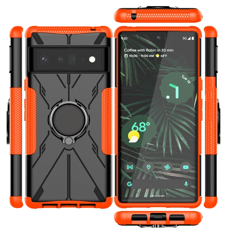 For Google Pixel 6 Pro Armor Bear Shockproof PC + TPU Phone Case with Ring Holder