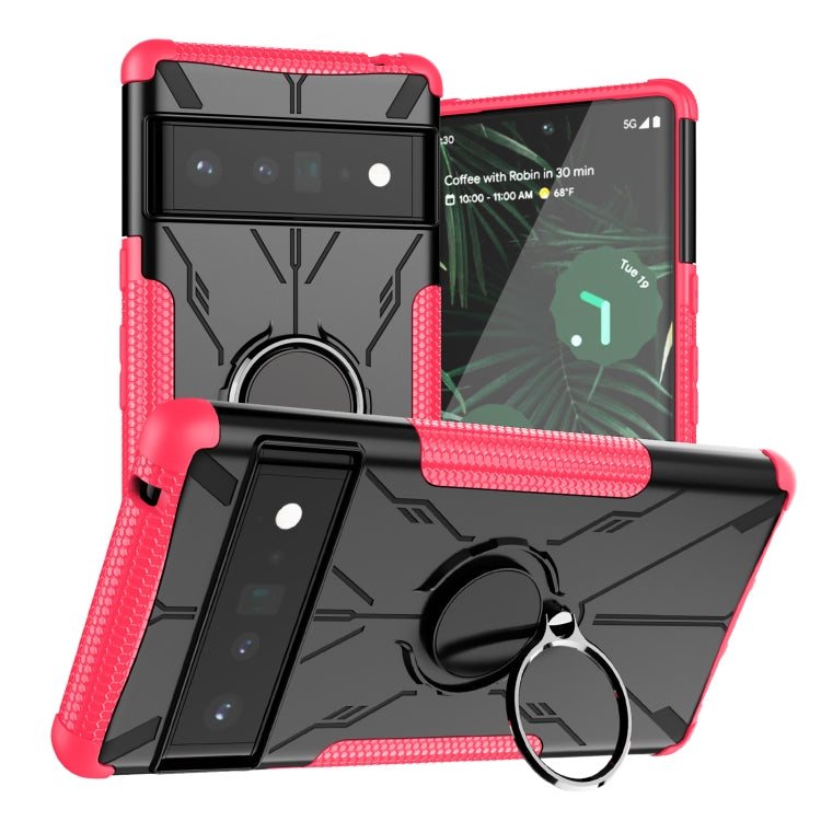 For Google Pixel 6 Pro Armor Bear Shockproof PC + TPU Phone Case with Ring Holder