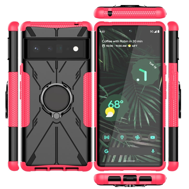 For Google Pixel 6 Pro Armor Bear Shockproof PC + TPU Phone Case with Ring Holder