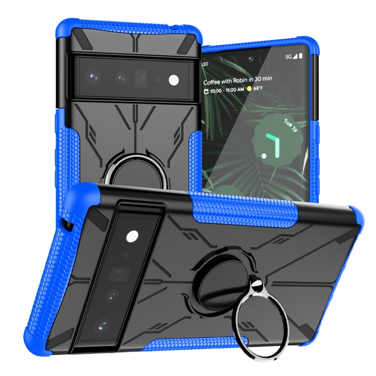 For Google Pixel 6 Pro Armor Bear Shockproof PC + TPU Phone Case with Ring Holder