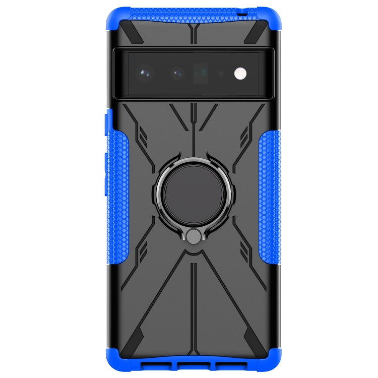 For Google Pixel 6 Pro Armor Bear Shockproof PC + TPU Phone Case with Ring Holder