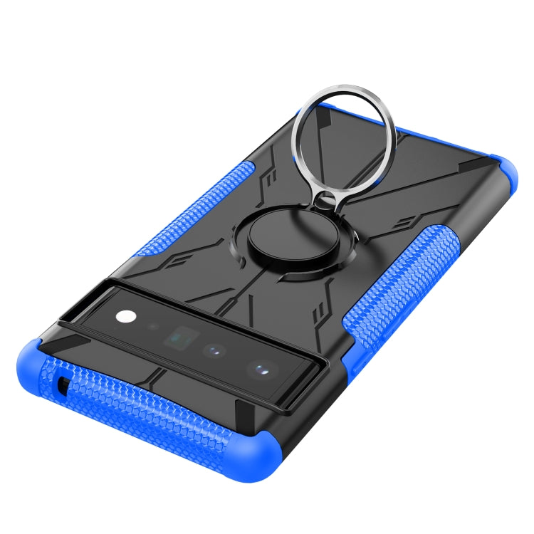 For Google Pixel 6 Pro Armor Bear Shockproof PC + TPU Phone Case with Ring Holder