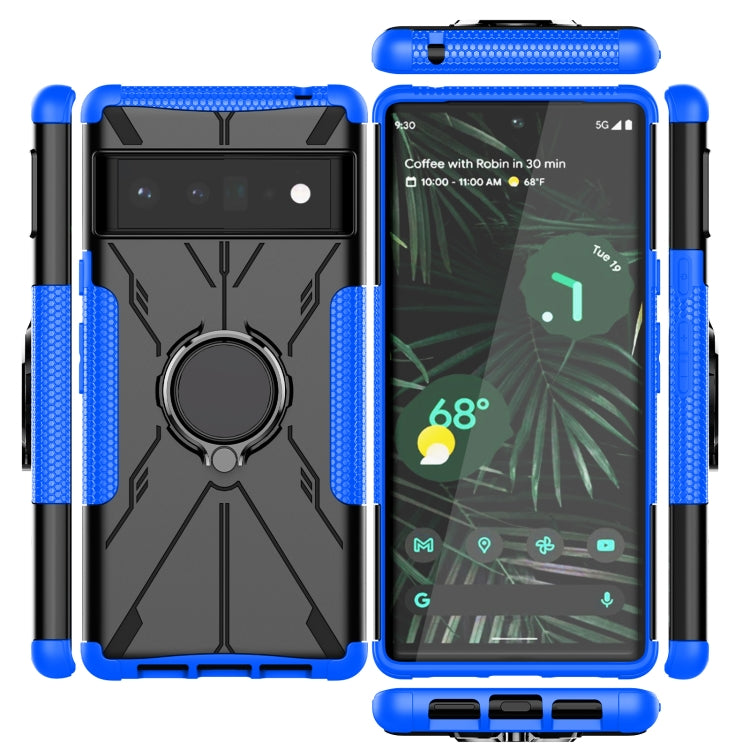 For Google Pixel 6 Pro Armor Bear Shockproof PC + TPU Phone Case with Ring Holder