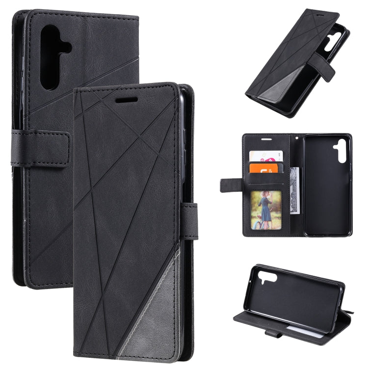 For Samsung Galaxy A13 5G Skin Feel Splicing Horizontal Flip Leather Phone Case