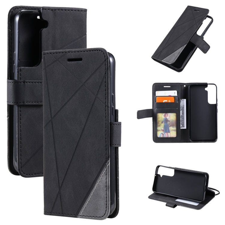 For Samsung Galaxy S22+ 5G Skin Feel Splicing Horizontal Flip Leather Phone Case