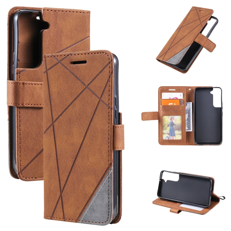 For Samsung Galaxy S22+ 5G Skin Feel Splicing Horizontal Flip Leather Phone Case