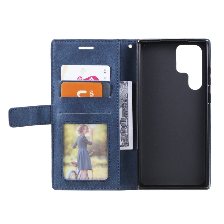 For Samsung Galaxy S22 Ultra 5G Skin Feel Splicing Horizontal Flip Leather Phone Case