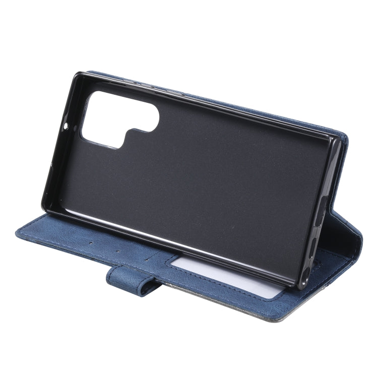 For Samsung Galaxy S22 Ultra 5G Skin Feel Splicing Horizontal Flip Leather Phone Case