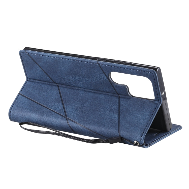 For Samsung Galaxy S22 Ultra 5G Skin Feel Splicing Horizontal Flip Leather Phone Case