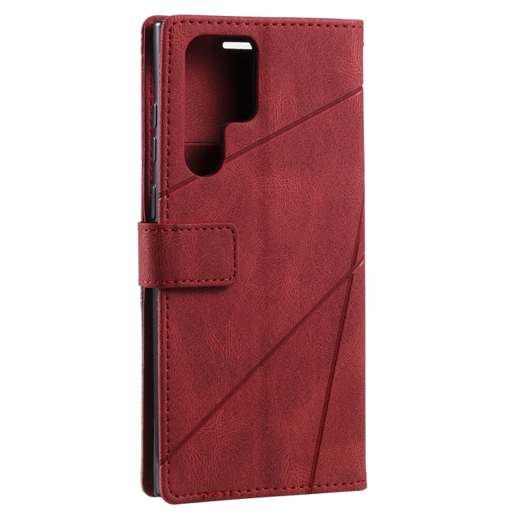 For Samsung Galaxy S22 Ultra 5G Skin Feel Splicing Horizontal Flip Leather Phone Case