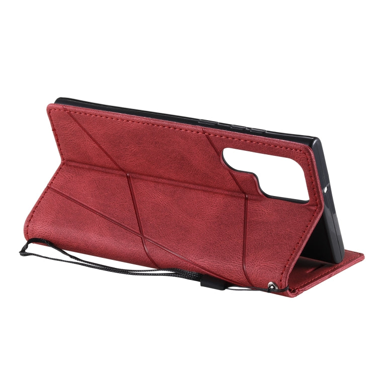 For Samsung Galaxy S22 Ultra 5G Skin Feel Splicing Horizontal Flip Leather Phone Case