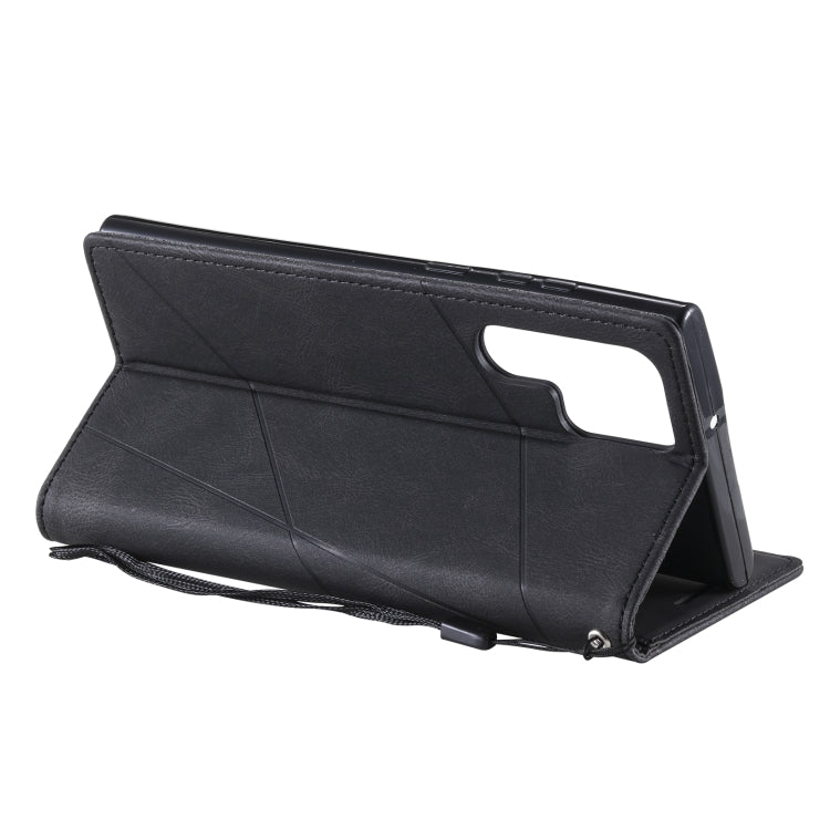 For Samsung Galaxy S22 Ultra 5G Skin Feel Splicing Horizontal Flip Leather Phone Case