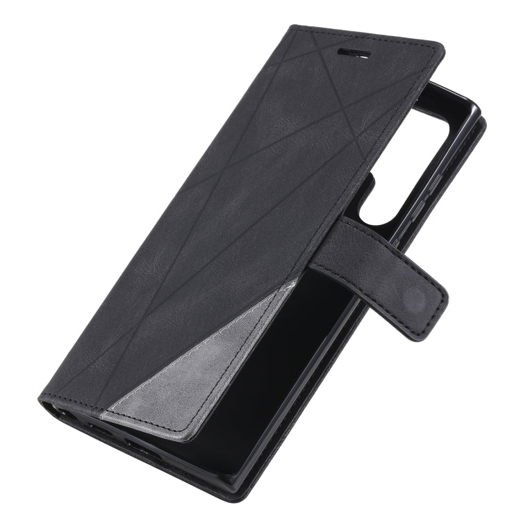 For Samsung Galaxy S22 Ultra 5G Skin Feel Splicing Horizontal Flip Leather Phone Case