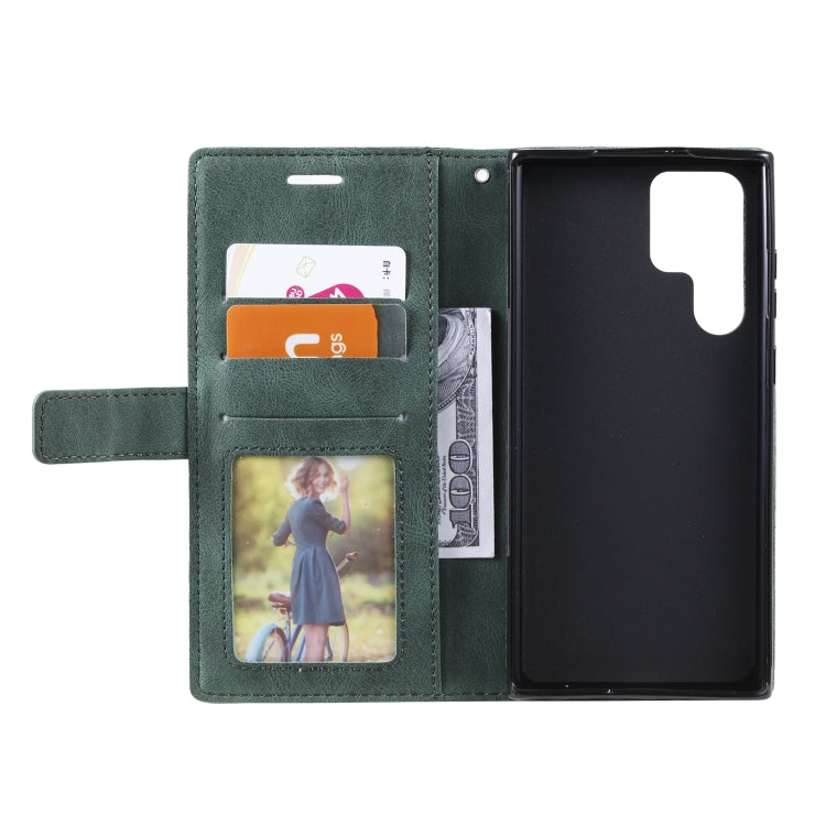 For Samsung Galaxy S22 Ultra 5G Skin Feel Splicing Horizontal Flip Leather Phone Case