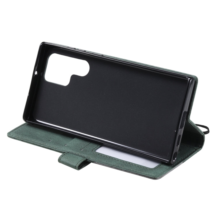 For Samsung Galaxy S22 Ultra 5G Skin Feel Splicing Horizontal Flip Leather Phone Case