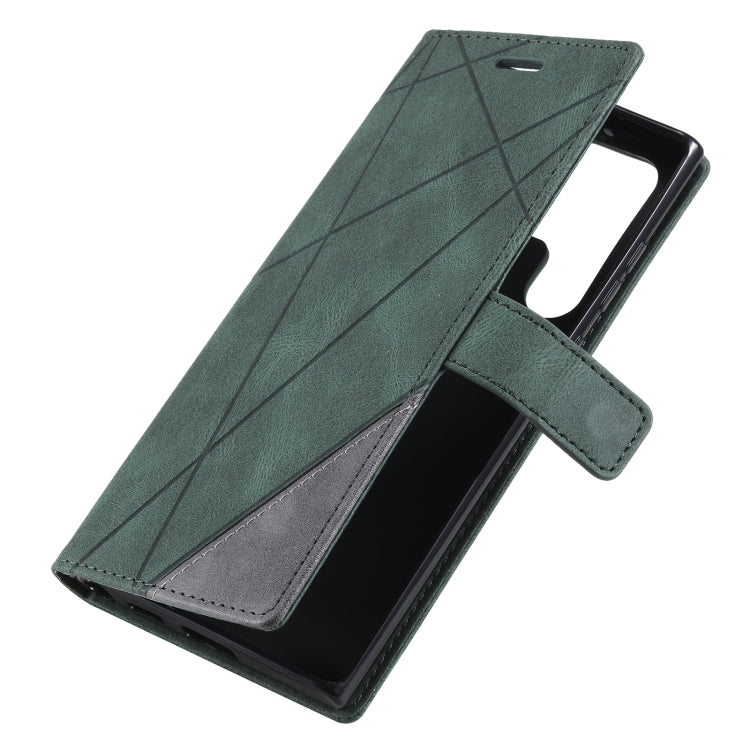 For Samsung Galaxy S22 Ultra 5G Skin Feel Splicing Horizontal Flip Leather Phone Case