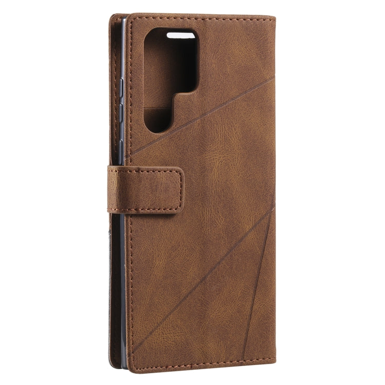 For Samsung Galaxy S22 Ultra 5G Skin Feel Splicing Horizontal Flip Leather Phone Case
