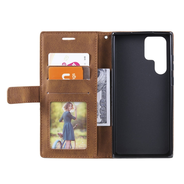 For Samsung Galaxy S22 Ultra 5G Skin Feel Splicing Horizontal Flip Leather Phone Case