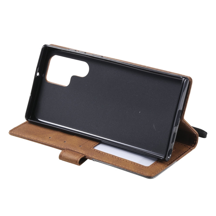 For Samsung Galaxy S22 Ultra 5G Skin Feel Splicing Horizontal Flip Leather Phone Case
