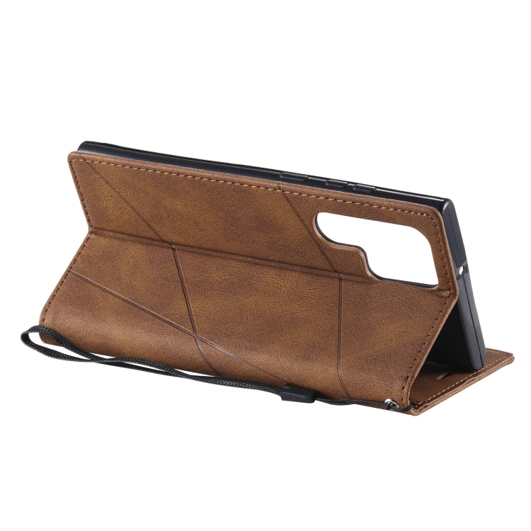 For Samsung Galaxy S22 Ultra 5G Skin Feel Splicing Horizontal Flip Leather Phone Case