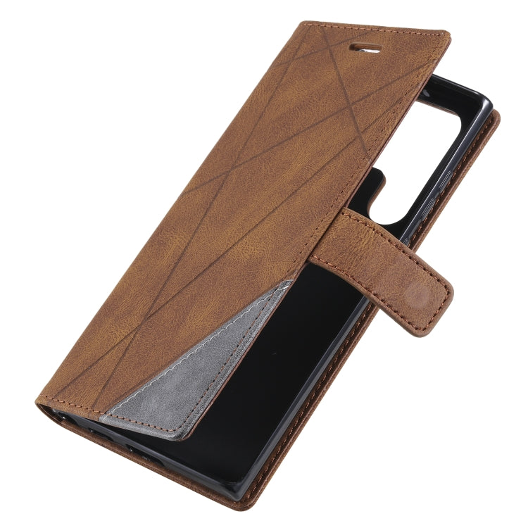 For Samsung Galaxy S22 Ultra 5G Skin Feel Splicing Horizontal Flip Leather Phone Case