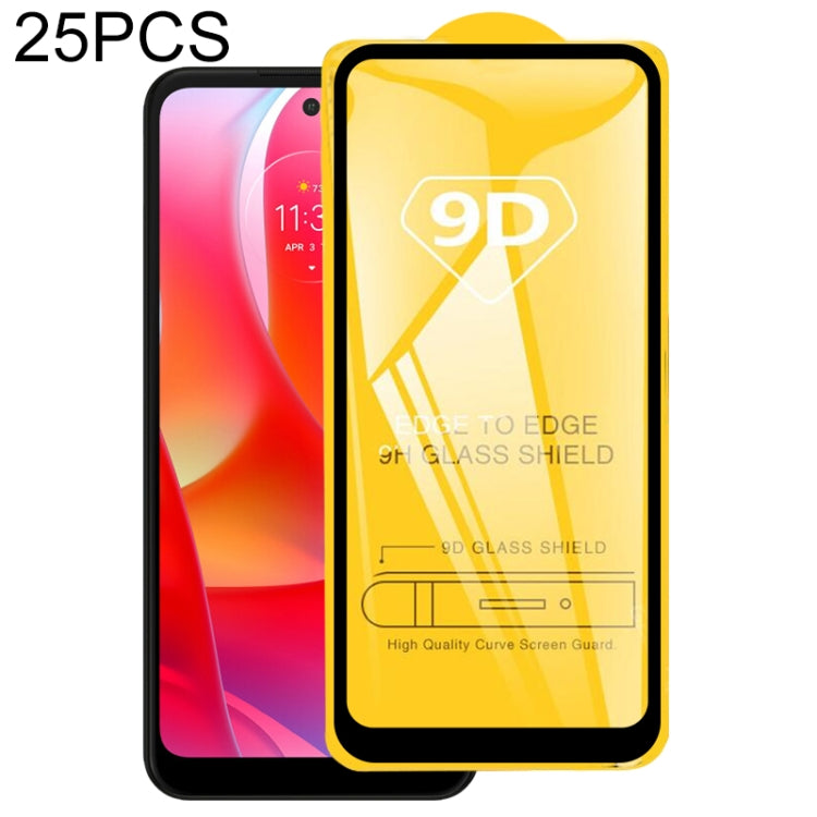 25 PCS 9D Full Glue Screen Tempered Glass Film For Motorola Moto E30 / E40 / G22