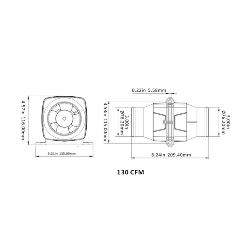 A6607-01 3 inch 12V 4-Blade Yacht Exhaust Fan