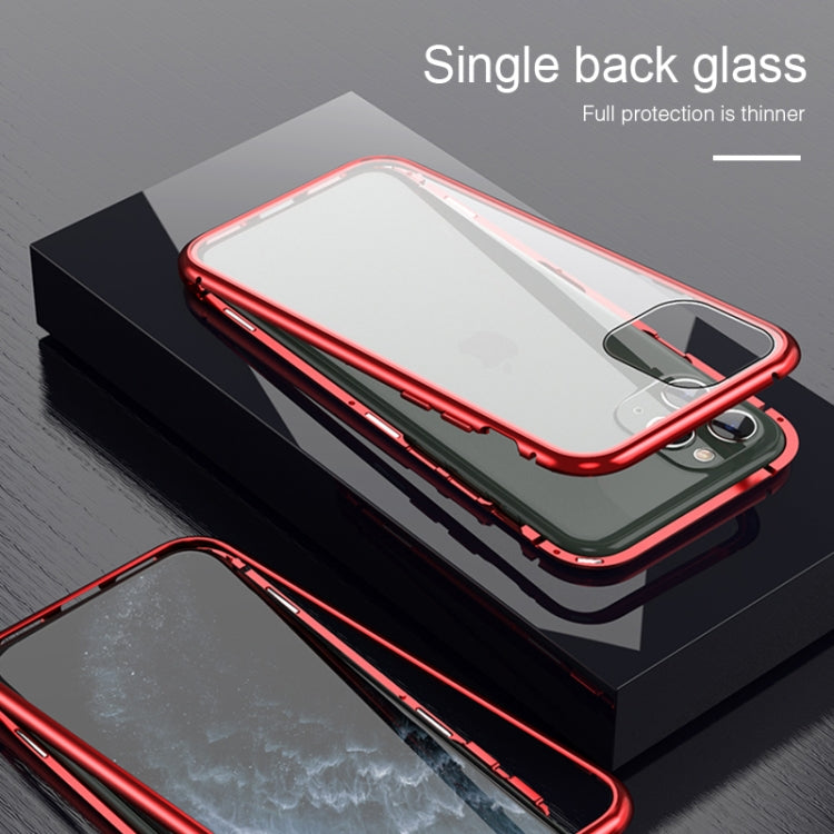 For iPhone 11 Ultra Slim Single Sides Magnetic Adsorption Angular Frame Tempered Glass Magnet Flip Case