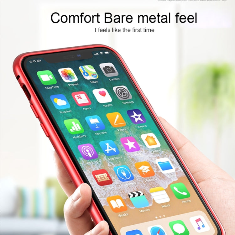For iPhone 11 Ultra Slim Single Sides Magnetic Adsorption Angular Frame Tempered Glass Magnet Flip Case
