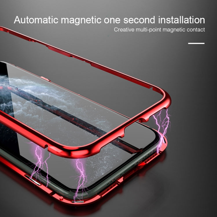 For iPhone 11 Ultra Slim Single Sides Magnetic Adsorption Angular Frame Tempered Glass Magnet Flip Case