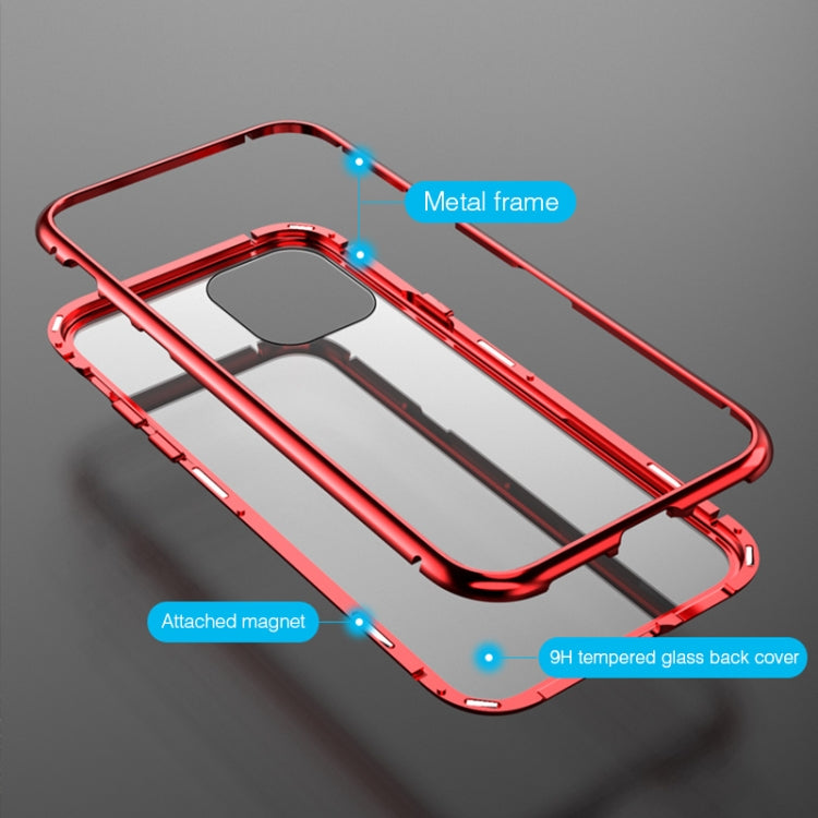 For iPhone 11 Pro Max Ultra Slim Single Sides Magnetic Adsorption Angular Frame Tempered Glass Magnet Flip Case