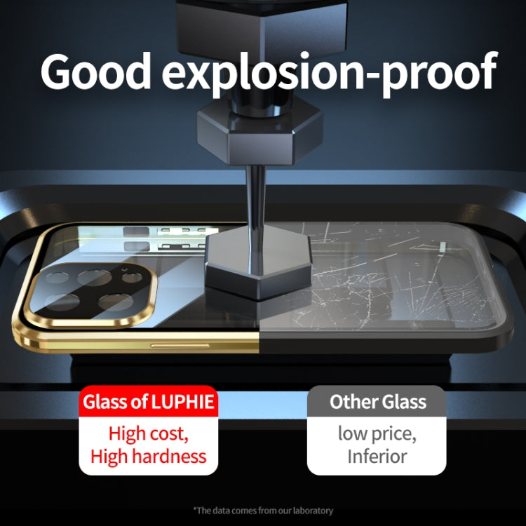For iPhone 13 mini Electroplating Frame Double Sides Tempered Glass Magnetic Adsorption Phone Case