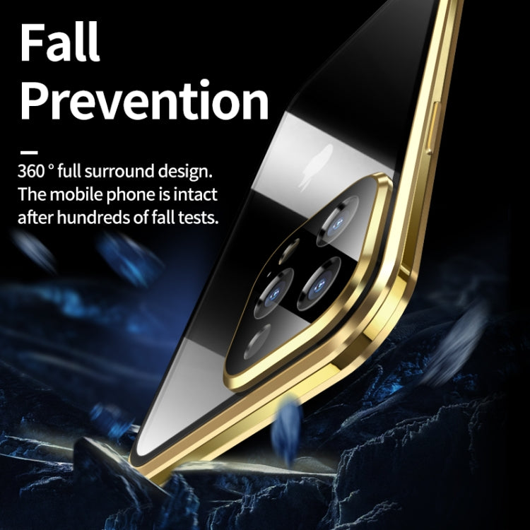 For iPhone 13 Pro Electroplating Frame Double Sides Tempered Glass Magnetic Adsorption Phone Case