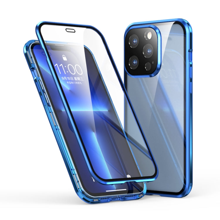 For iPhone 13 Pro Max Electroplating Frame Double Sides Tempered Glass Magnetic Adsorption Phone Case