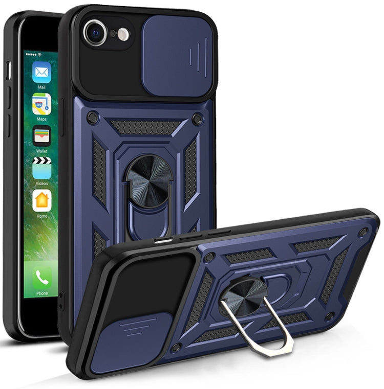 For iPhone SE 2022 / SE 2020 / 8 / 7 Sliding Camera Cover Design TPU+PC Phone Protective Case