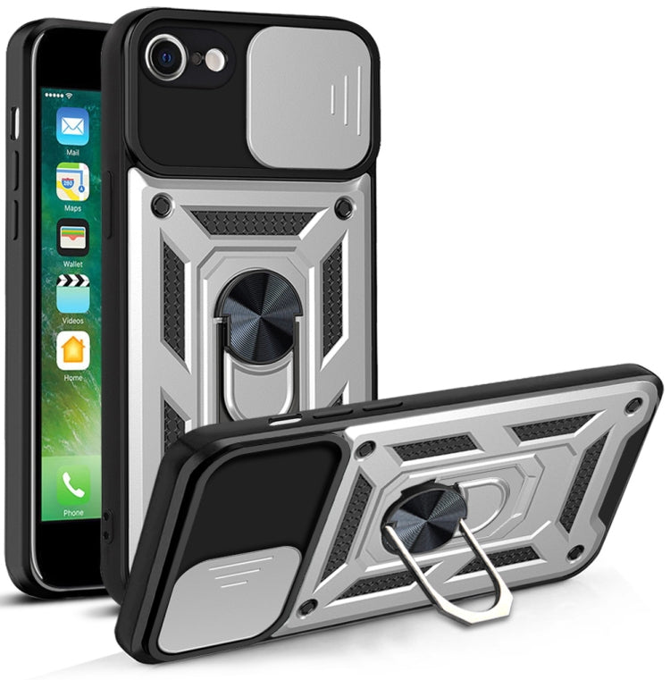 For iPhone SE 2022 / SE 2020 / 8 / 7 Sliding Camera Cover Design TPU+PC Phone Protective Case